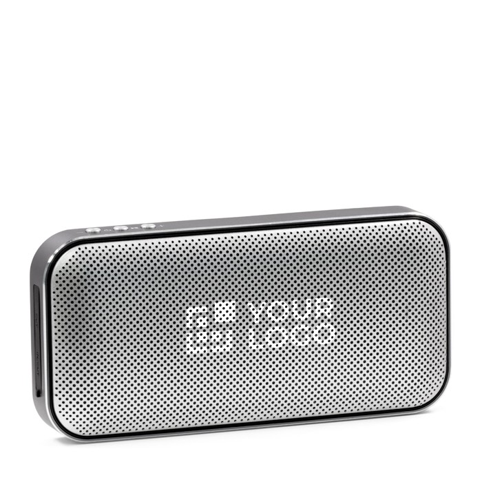 Altavoz 2 en 1 con power bank de 5.000 mAh BrandCharger color plateado vista de impresión Altavoz 2 en 1 con power bank de 5.000 mAh BrandCharger color plateado vista de impresión