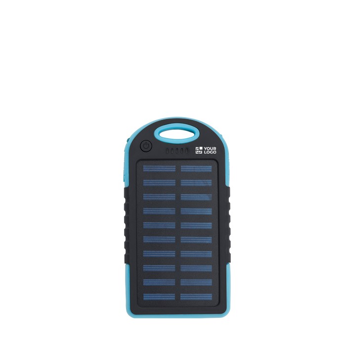 Batería externa solar con una linterna en el lateral 4.000 mAh color azul vista de impresión Batería externa solar con una linterna en el lateral 4.000 mAh color azul vista de impresión