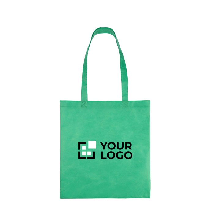 Bolsa de tela no tejida reciclada con asas termosellados 80 g/m2 color verde vista de impresión Bolsa de tela no tejida reciclada con asas termosellados 80 g/m2 color verde vista de impresión