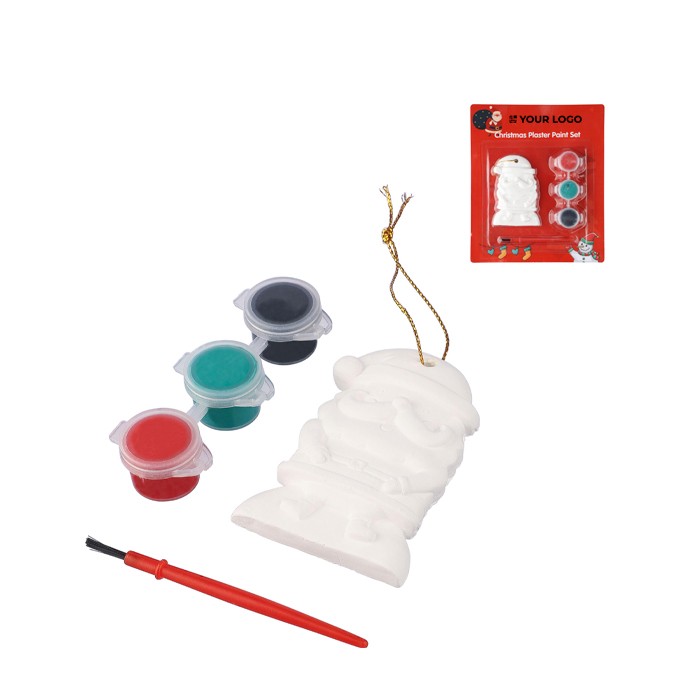Colgante de Papá Noel de yeso para pintar con 3 pinturas acrílicas color multicolor vista de impresión Colgante de Papá Noel de yeso para pintar con 3 pinturas acrílicas color multicolor vista de impresión