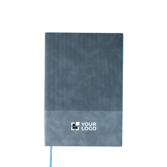 Libreta con efecto pana en la parte superior hojas a rayas A5 color azul claro vista de impresión Libreta con efecto pana en la parte superior hojas a rayas A5 color azul claro vista de impresión
