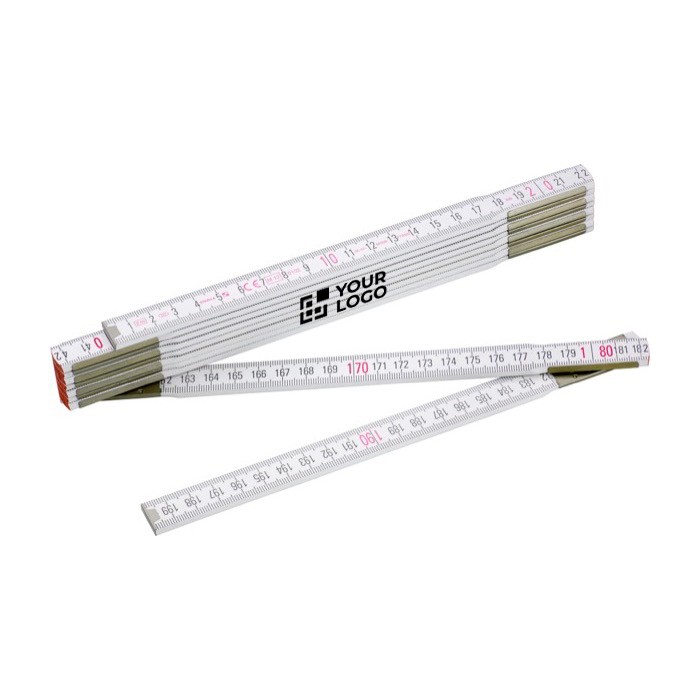 Regla plegable de madera con certificado de examen CE 2M color blanco vista de impresión Regla plegable de madera con certificado de examen CE 2M color blanco vista de impresión