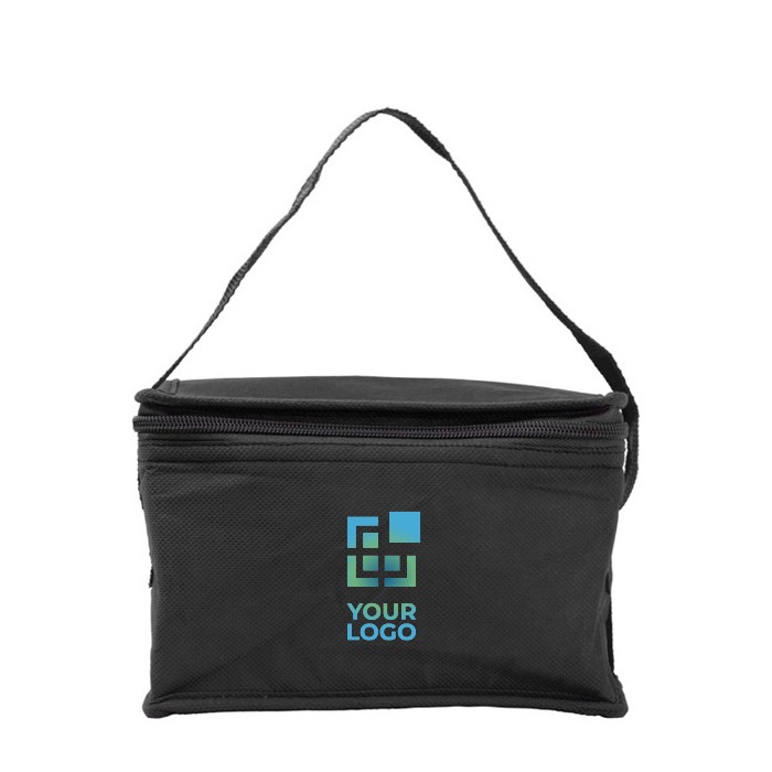 Bolsa nevera en varios colores con capacidad para 6 latas y asa a juego color negro vista de impresión Bolsa nevera en varios colores con capacidad para 6 latas y asa a juego color negro vista de impresión