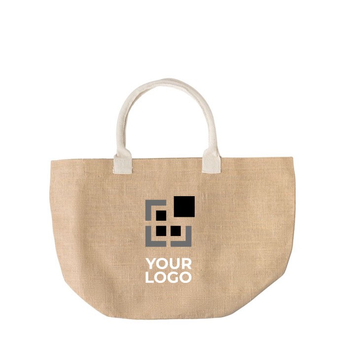 Bolsa de yute con asas de algodón color beige vista principal