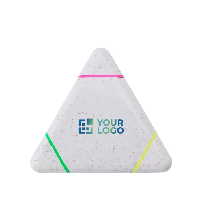 Marcador triangular de paja de trigo con 3 colores distintos color multicolor vista de impresión Marcador triangular de paja de trigo con 3 colores distintos color multicolor vista de impresión