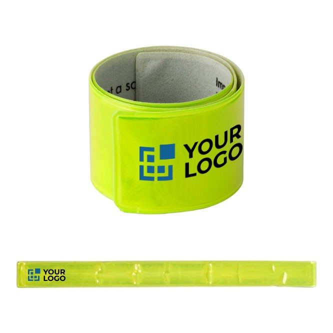 Pulsera reflectante de plástico neón con suave forro interior color amarillo vista de impresión Pulsera reflectante de plástico neón con suave forro interior color amarillo vista de impresión