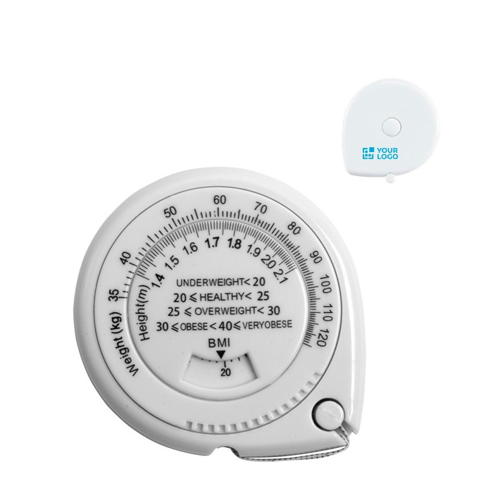 Cinta métrica con botón de freno e indicador de peso 1.5M color blanco vista de impresión