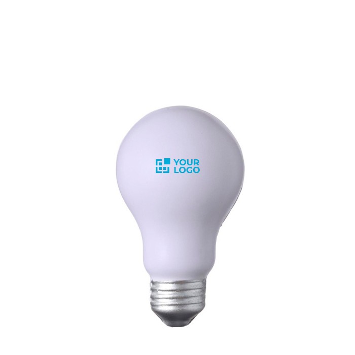 Antiestrés en forma de bombilla de luz para personalizar color blanco vista de impresión