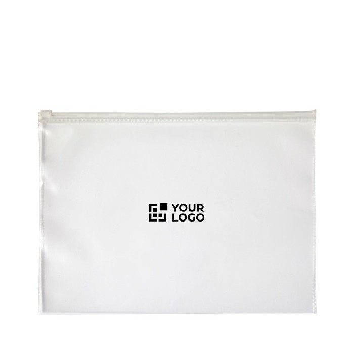 Carpeta de PVC transparente para documentos de tamaño A4 color transparente vista de impresión