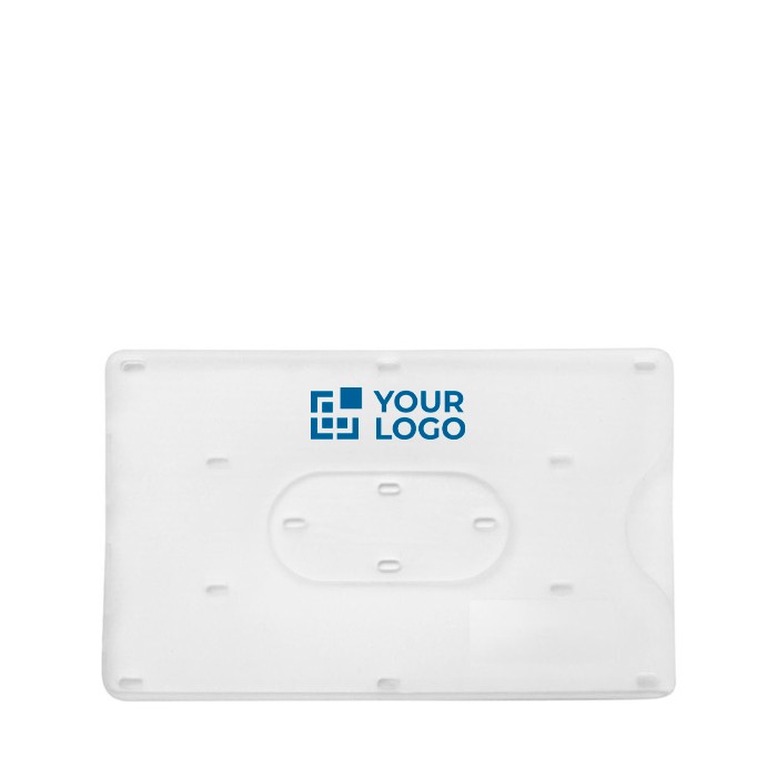 Identificador de plástico transparente para una tarjeta color blanco vista de impresión
