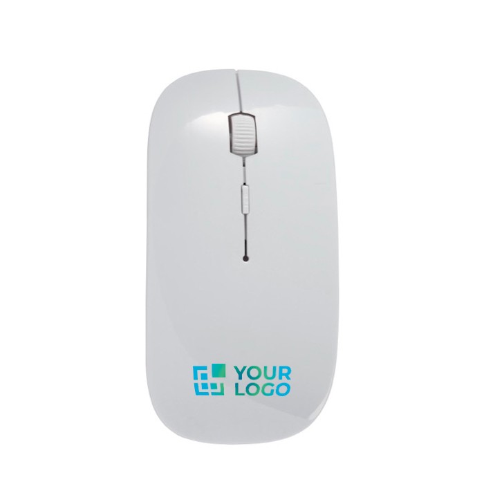 Ratón inalámbrico personalizado antibacteriano impresión a todo color color blanco vista de impresión