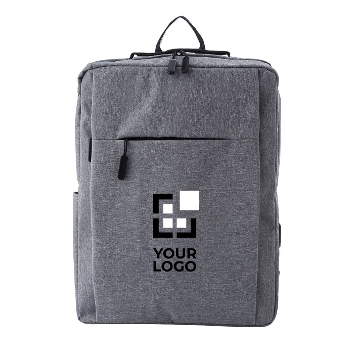 Mochila ejecutiva de poliéster para portátil con USB 15'' Activewear color gris vista de impresión Mochila ejecutiva de poliéster para portátil con USB 15'' Activewear color gris vista de impresión