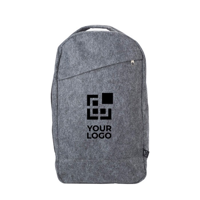 Mochila de fieltro reciclado con cremallera y dos compartimentos vista de impresión Mochila de fieltro reciclado con cremallera y dos compartimentos vista de impresión