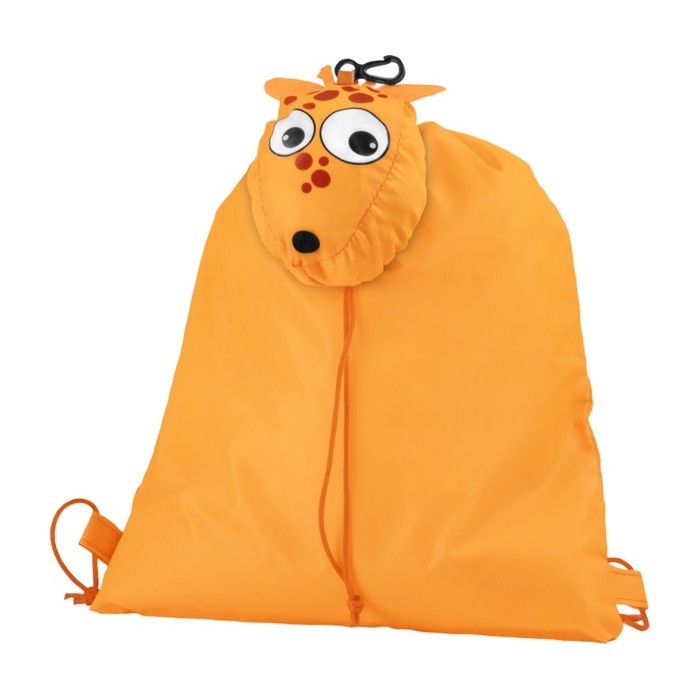 Mochila de poliéster con forma de animal color naranja primera vista
