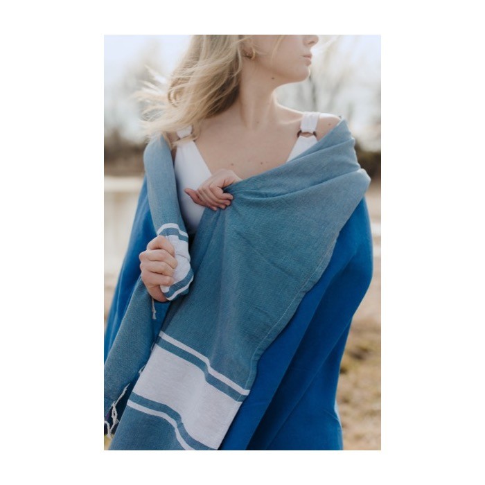 Toalla pareo con decoración de rizo color azul quinta vista Toalla pareo con decoración de rizo color azul quinta vista