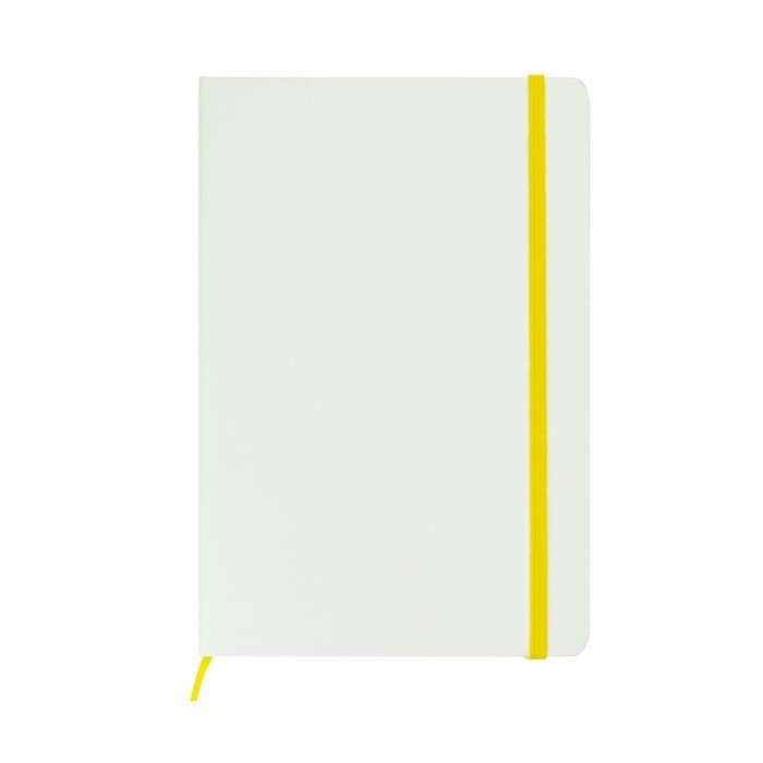 Libreta con goma y marcapáginas color amarillo