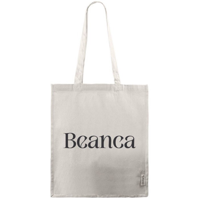 Bolsa de algodón Canvas reciclado con asas largas 240 g/m2 color natural sexta vista