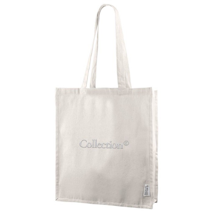 Bolsa de algodón Canvas reciclado con asas largas 240 g/m2 color natural vista detalle
