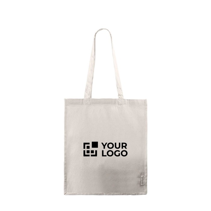 Bolsa de algodón Canvas reciclado con asas largas 240 g/m2 color natural vista principal