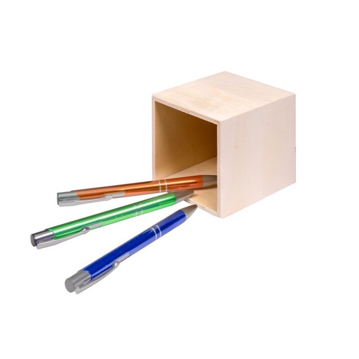 Portalápices personalizado de madera color natural cuarta vista