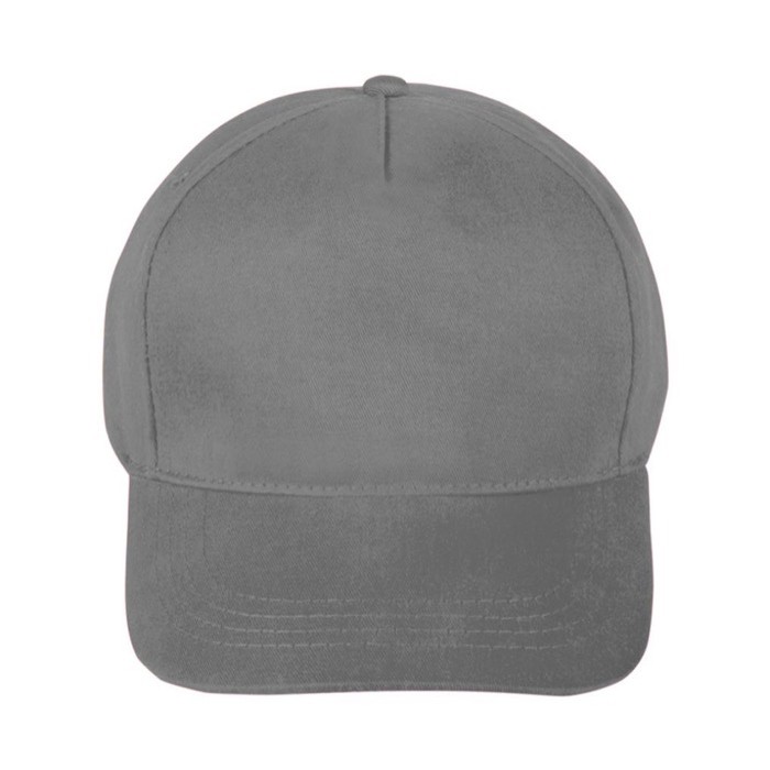 Clásica gorra de 100% algodón de 5 paneles y cierre de velcro color gris primera vista