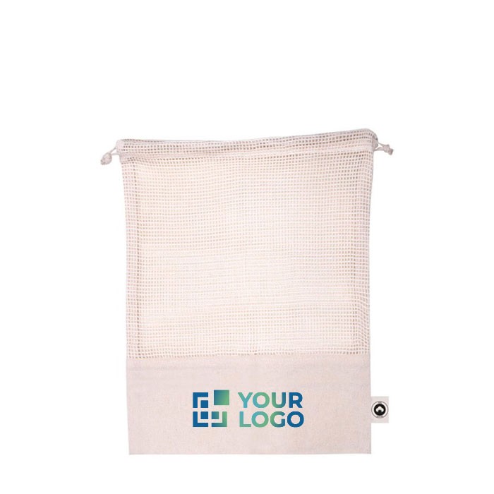 Bolsa de red con cordón para fruta vista principal Bolsa de red con cordón para fruta vista principal