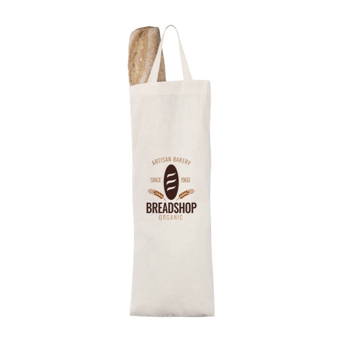 Bolsa para pan de algodón 140 g/m2 color beige imagen con logo