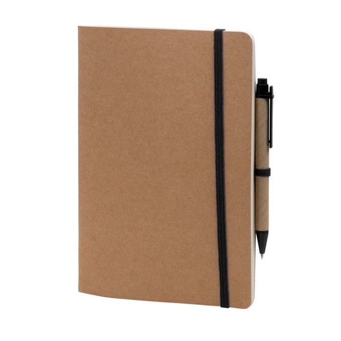 Libretas con tapa y bolígrafo de cartón color negro Libretas con tapa y bolígrafo de cartón color negro