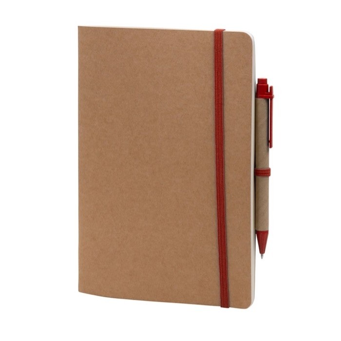 Libretas con tapa y bolígrafo de cartón color rojo Libretas con tapa y bolígrafo de cartón color rojo