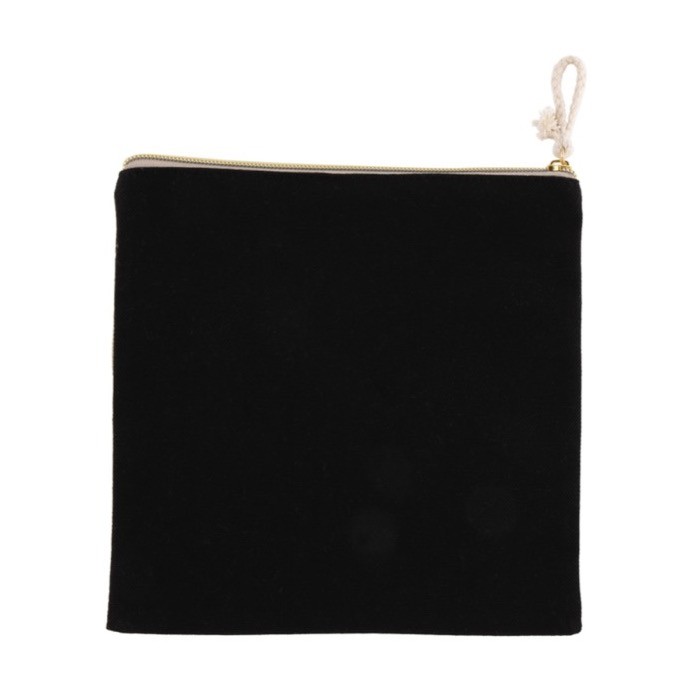 Neceser de doble cara de algodón y yute con cremallera dorada color natural vista detalle 2