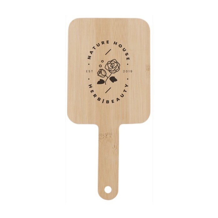 Espejo de mano de bambú color madera segunda vista