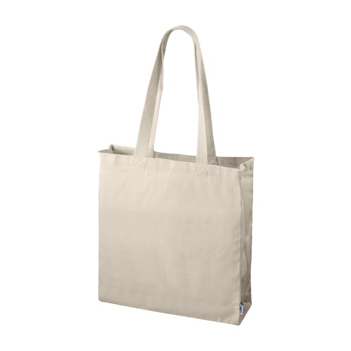 Bolsa de algodón de comercio justo con fuelle color natural segunda vista