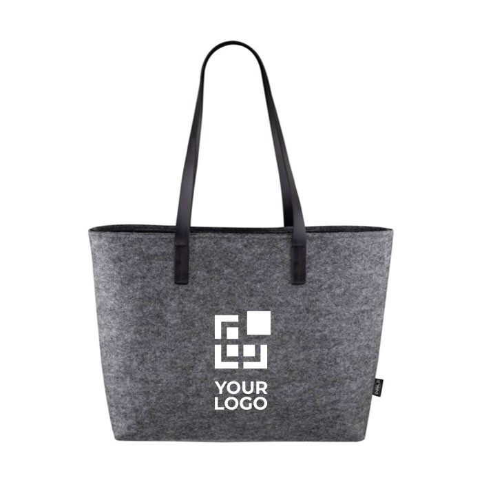 Bolsa de fieltro con asas de cuero sintético vista principal Bolsa de fieltro con asas de cuero sintético vista principal