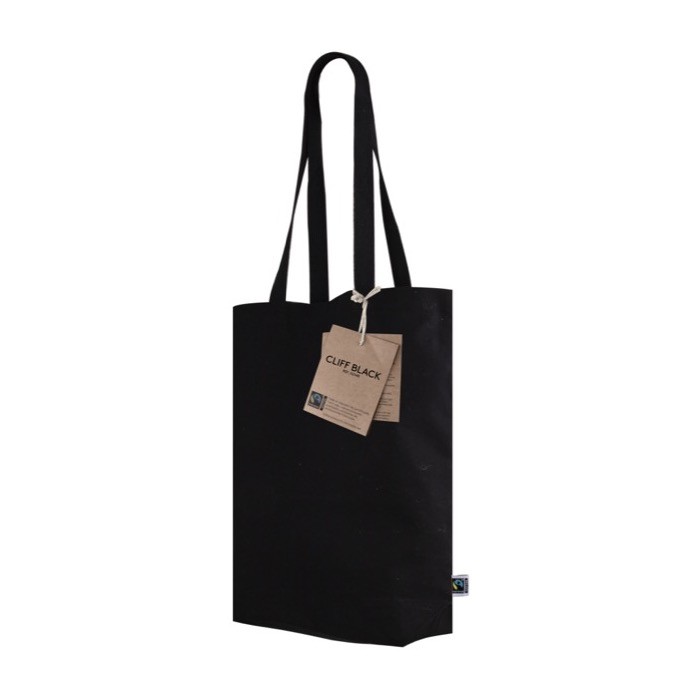 Bolsa de negra de algodón de comercio justo color negro tercera vista Bolsa de negra de algodón de comercio justo color negro tercera vista