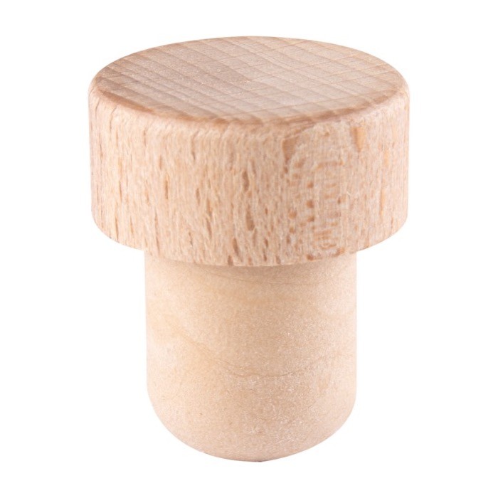 Tapón de vino de madera con logo impreso color natural primera vista