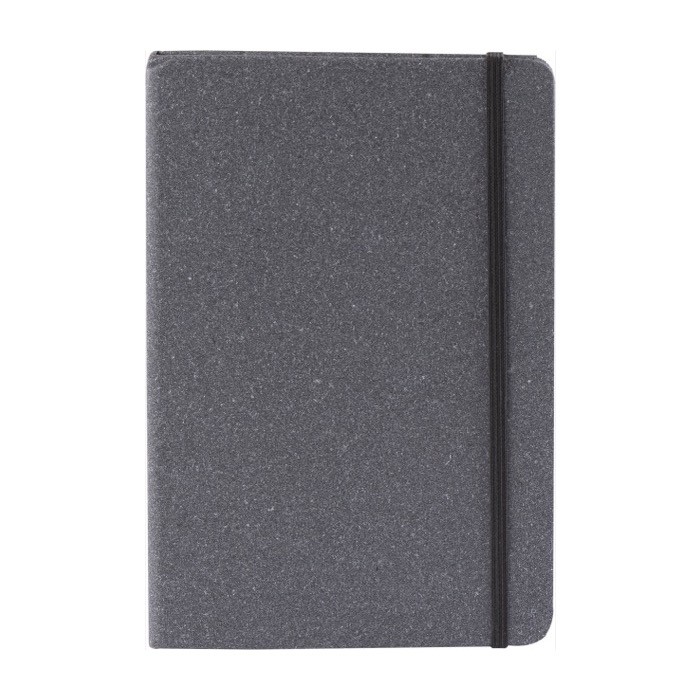 Libreta A5 de tapa dura con cuero reciclado color negro primera vista