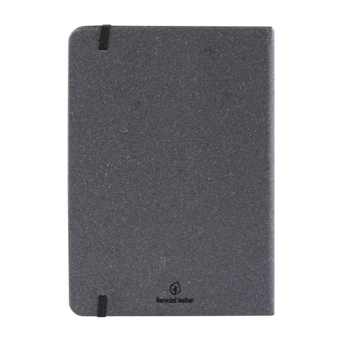 Libreta A5 de tapa dura con cuero reciclado color negro sexta vista