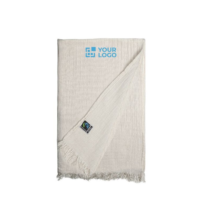 Foulard de algodón Fairtrade texturizado y bordes peluditos 85 g/m2 color natural vista principal Foulard de algodón Fairtrade texturizado y bordes peluditos 85 g/m2 color natural vista principal