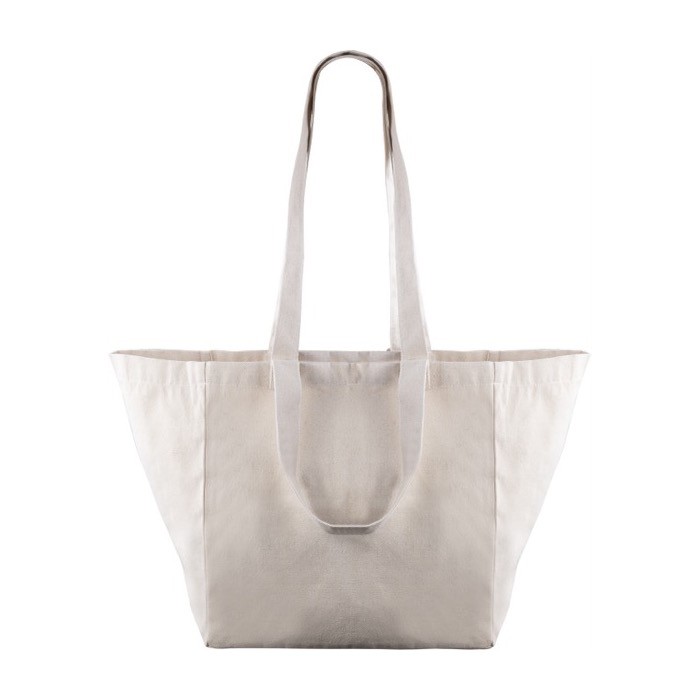 Bolsa de canvas natural con asas de doble tamaño 220 g/m2 color natural primera vista