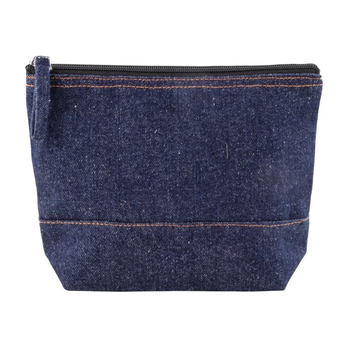 Neceser de algodón reciclado y apariencia a denim 240 g/m2 color azul vaquero tercera vista