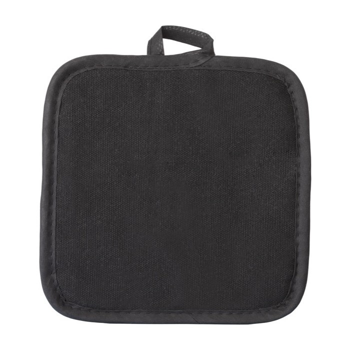 Agarrador de cocina de algodón reciclado con cinta para colgar color negro segunda vista