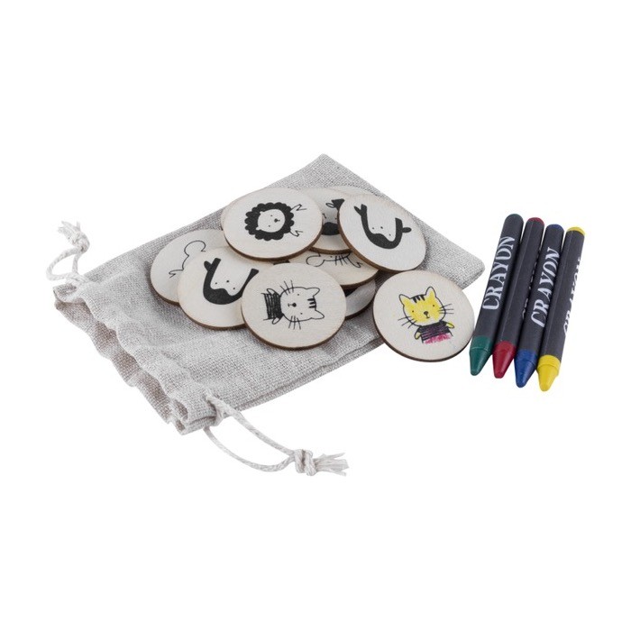 Set de juego de memoria con fichas de madera para colorear primera vista Set de juego de memoria con fichas de madera para colorear primera vista