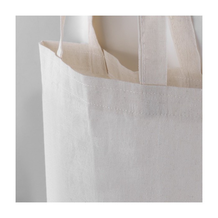 Bolsa natural personalizable de algodón de asas largas 130g/m2 color natural tercera vista Bolsa natural personalizable de algodón de asas largas 130g/m2 color natural tercera vista