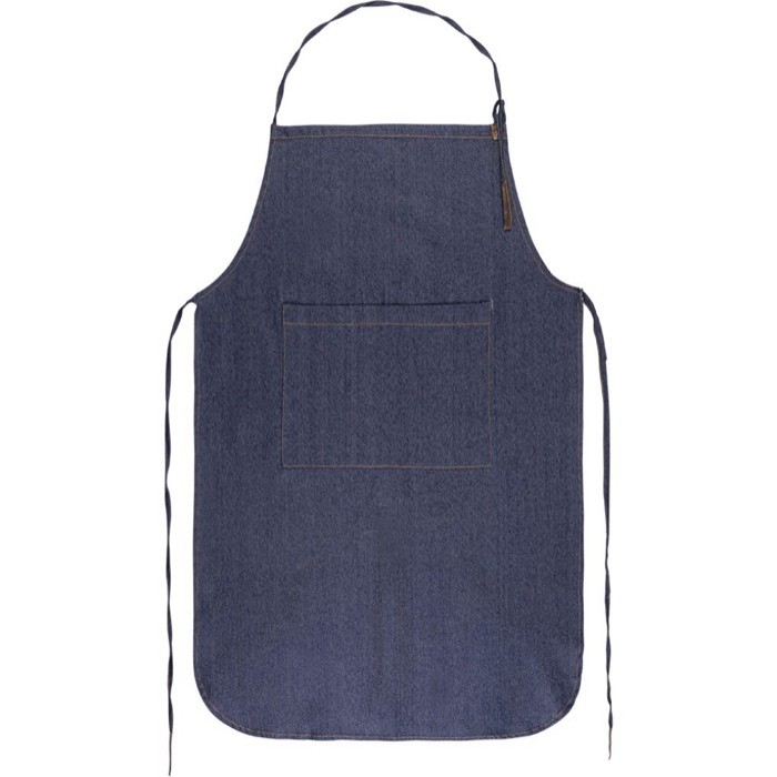 Delantal hecho de algodón denim con detalles en PU 190 g/m2 color azul vaquero tercera vista