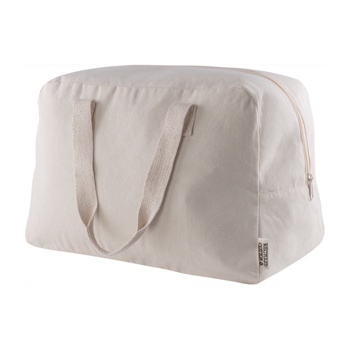 Bolsa de viaje de algodón canvas reciclado con asas a juego 280 g/m2 color natural segunda vista