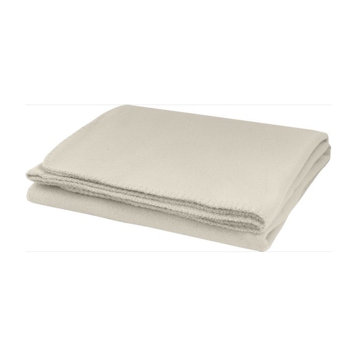 Manta de poliéster con bordado alrededor a juego 150g/m2 color natural cuarta vista