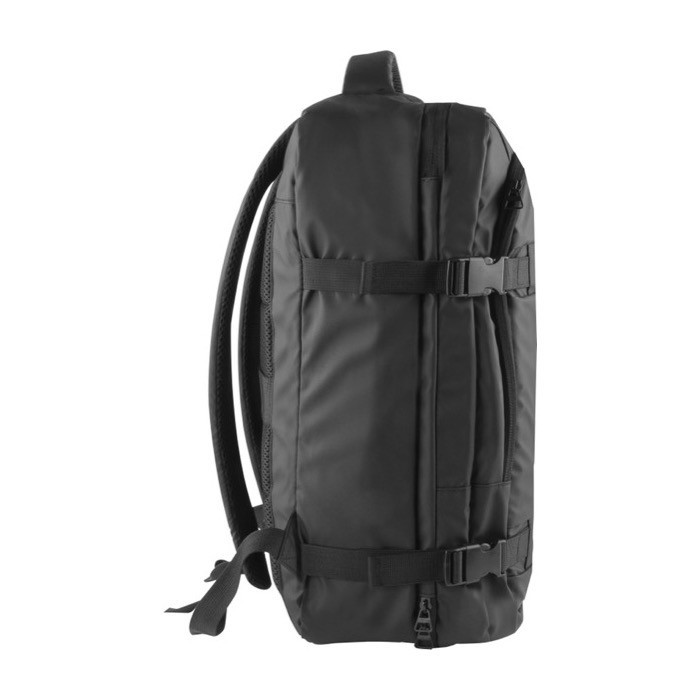 Mochila de poliéster con doble asa y resistente al agua color negro quinta vista