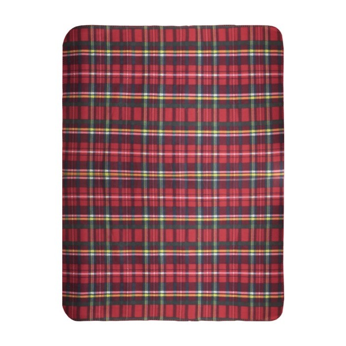 Manta de poliéster reciclado con estampado estilo escocés 180g/m2 color rojo segunda vista