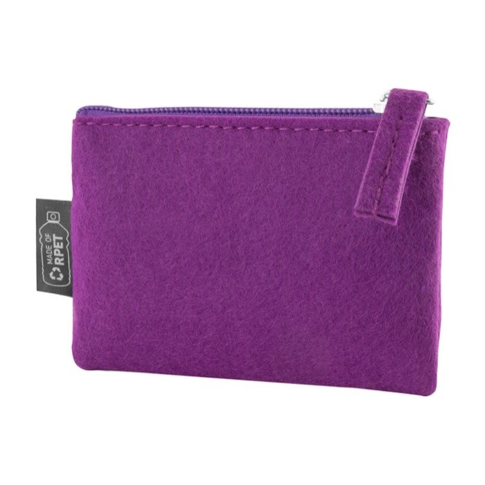 Monedero de fieltro reciclado disponible en varios colores 350g/m2 color morado cuarta vista