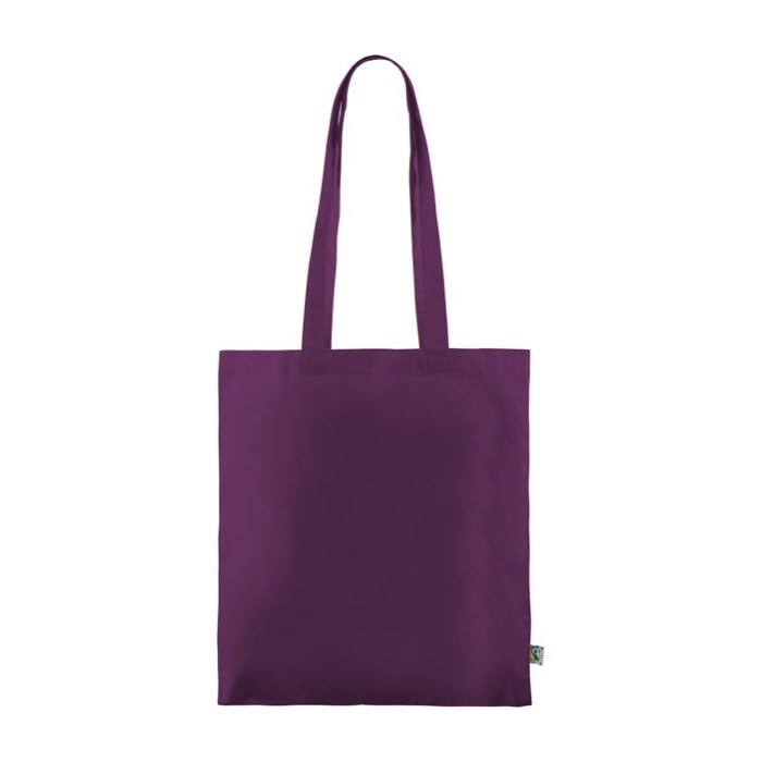 Bolsa de algodón Fairtrade con asas largas en varios colores 180g/m2 color morado tercera vista